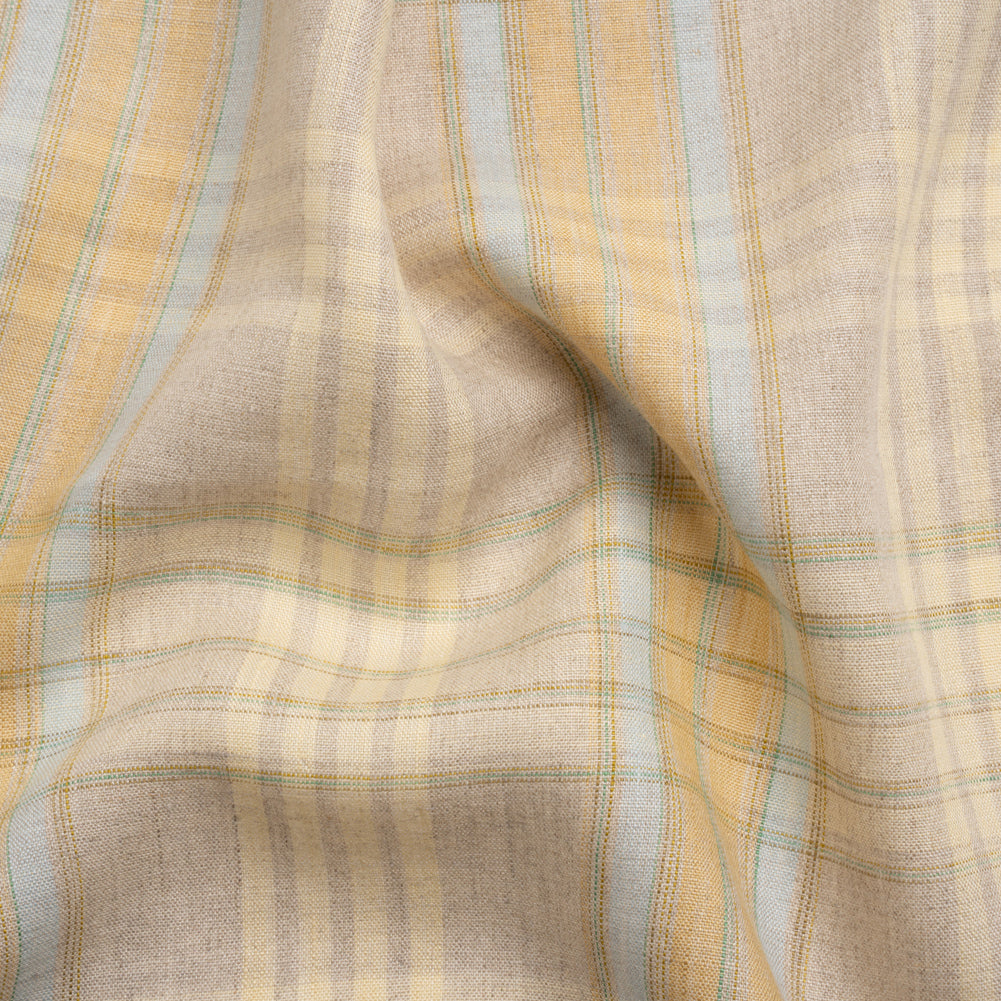 Oatmeal, Pale Yellow and Baby Blue Plaid Lightweight Linen Woven - Joann Fabrics