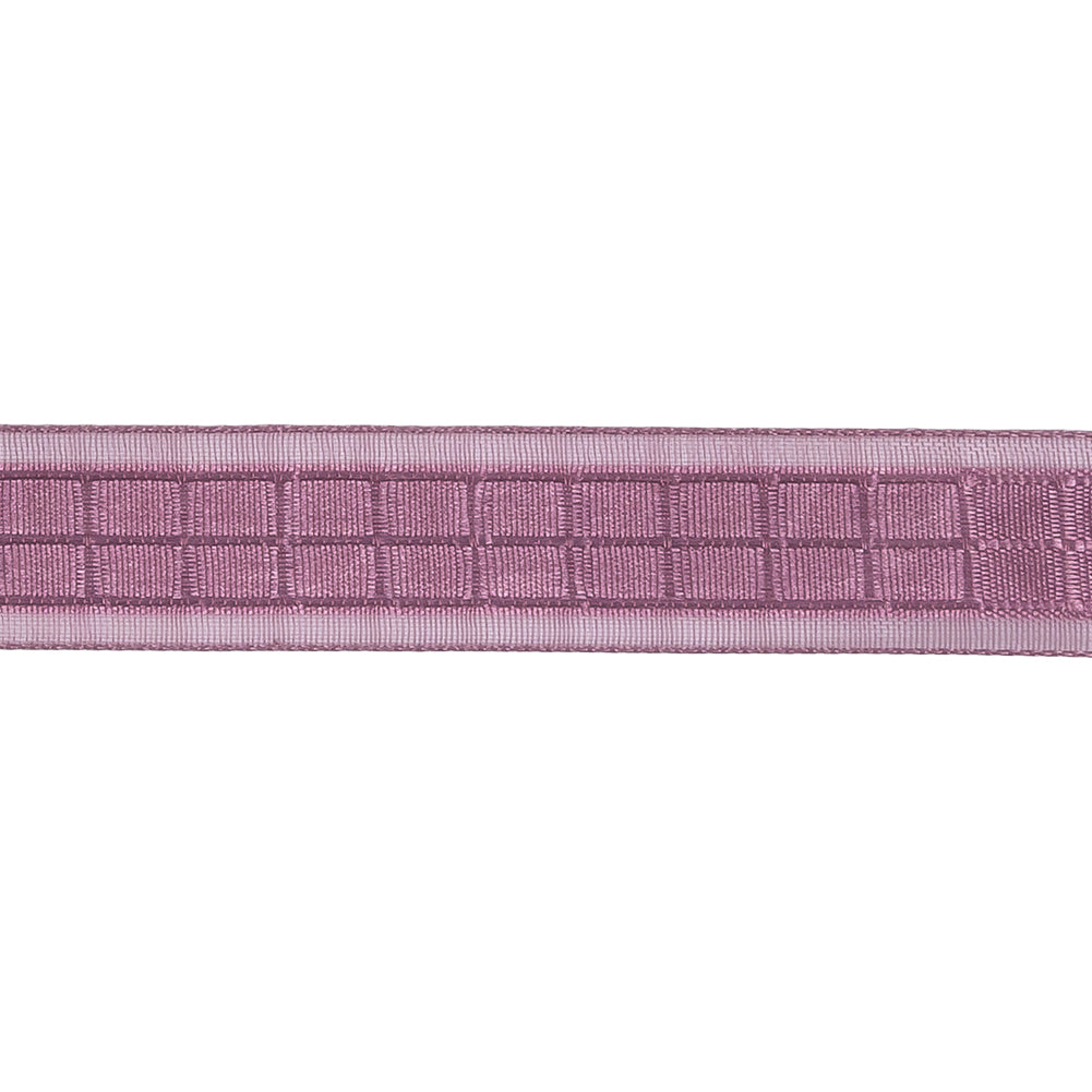 Amaranth Squares and Sheer Borders Ribbon - 0.5625