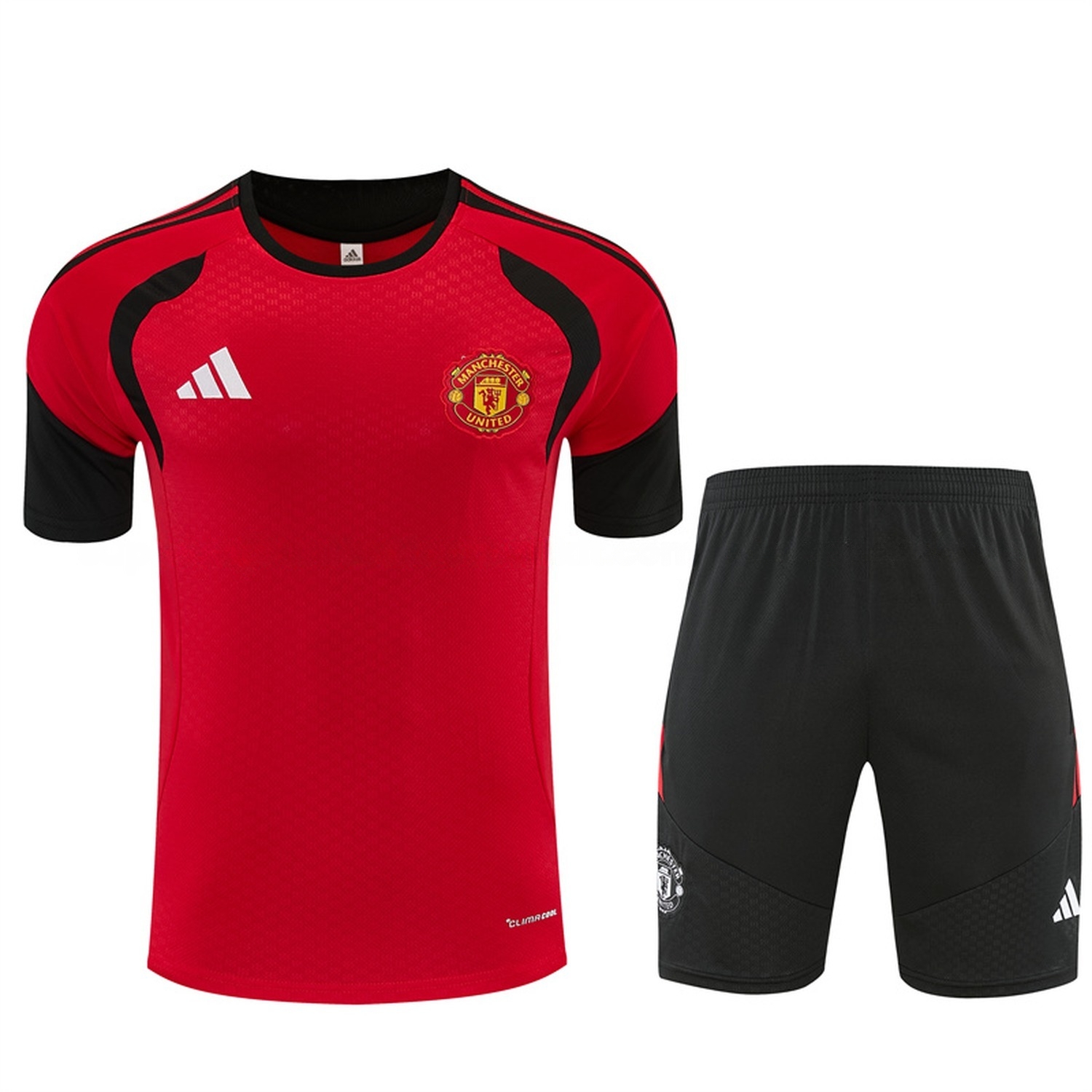 Manchester United 26-27 Short-Sleeve Training Set - Red Top & Black Shorts - UnitedFutballJersey