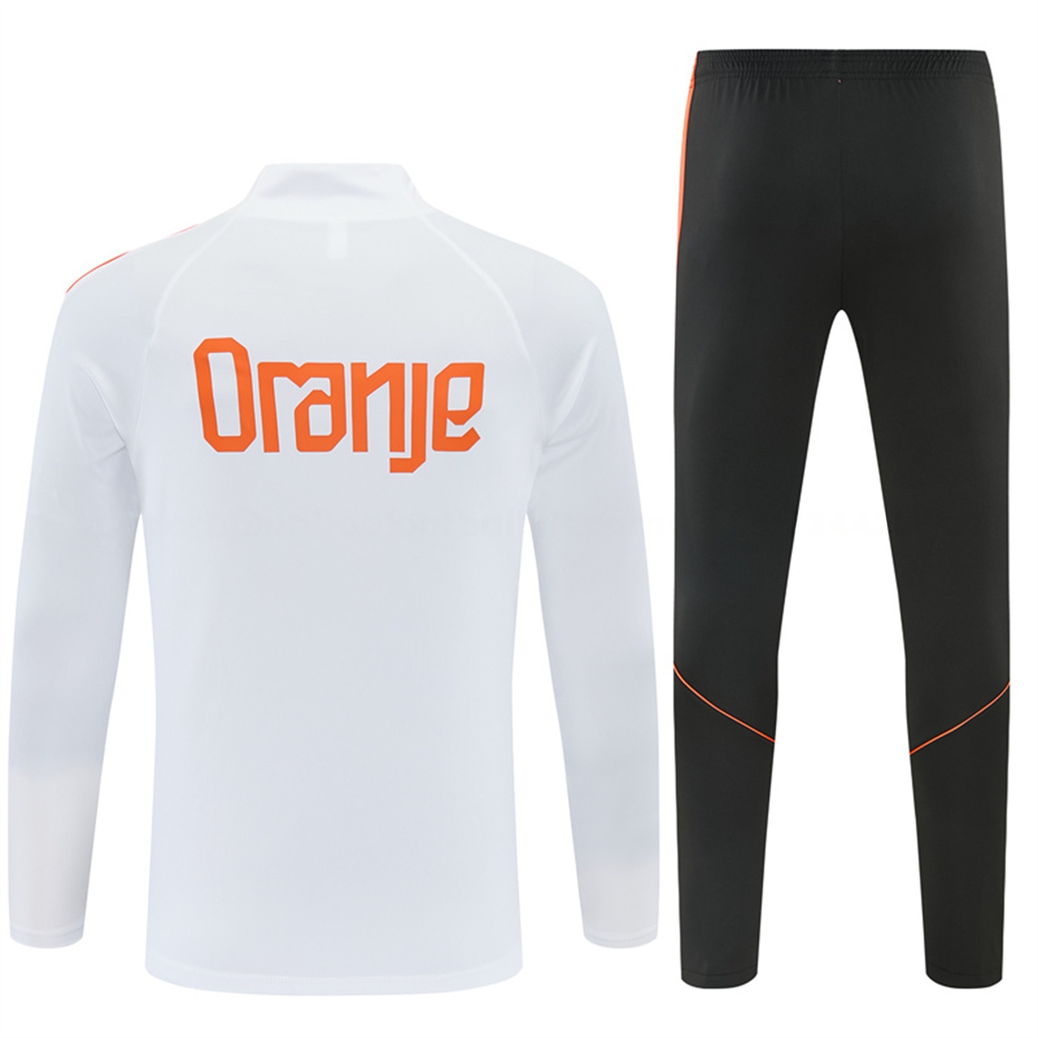 Netherlands 2026 Long Sleeves Training Set - White With Orange Accents Top & Black Pants - UnitedFutballJersey