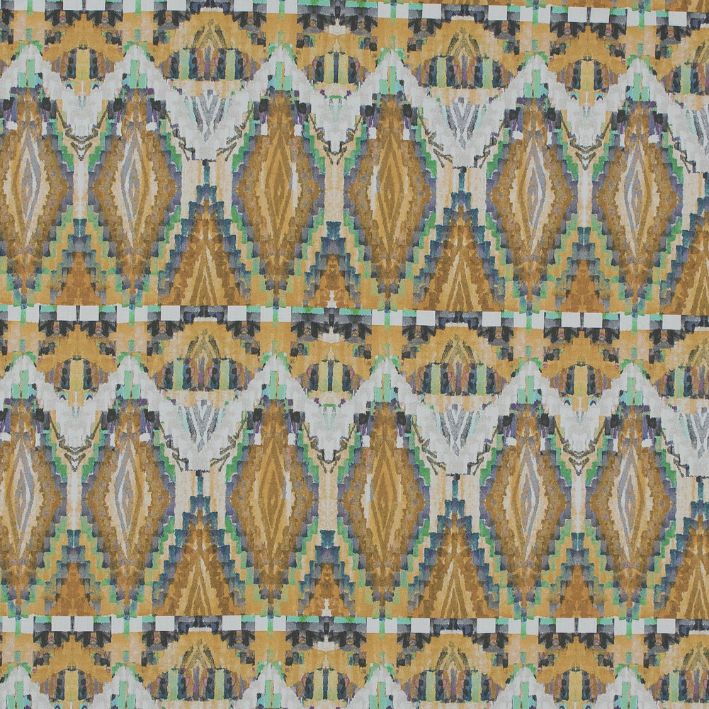 Cotton Poplin - Blue and Yellow Stairstep Diamonds - Formes Jaunes Print - Mood Exclusive Avenable Collection - Joann Fabrics