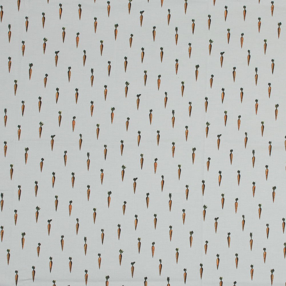 Stretch Cotton Sateen - Ivory and Orange Carrots - Carrots of the Hamakua Coast Print - Mood Exclusive Aloha Collection - Joann Fabrics