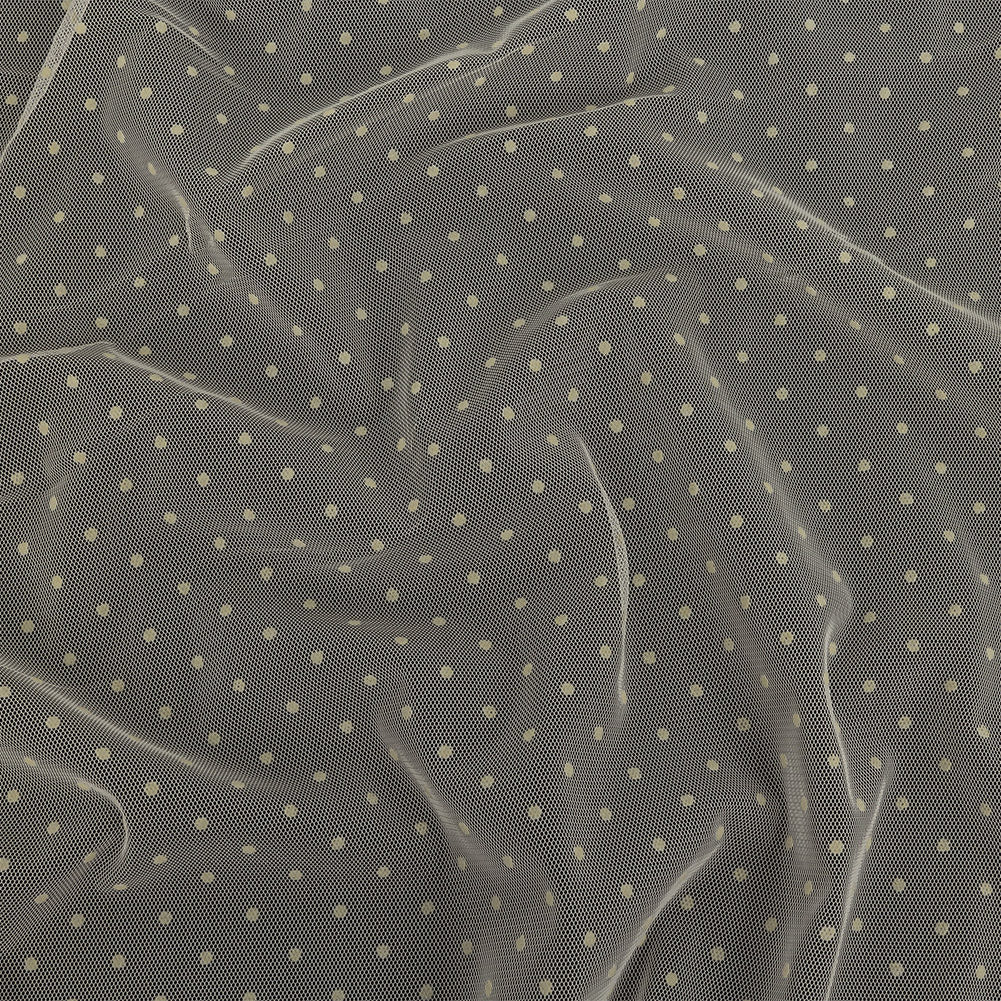 Famous Australian Designer Lemon Icing Polyester Mesh with Flocked Polka Dots - Joann Fabrics