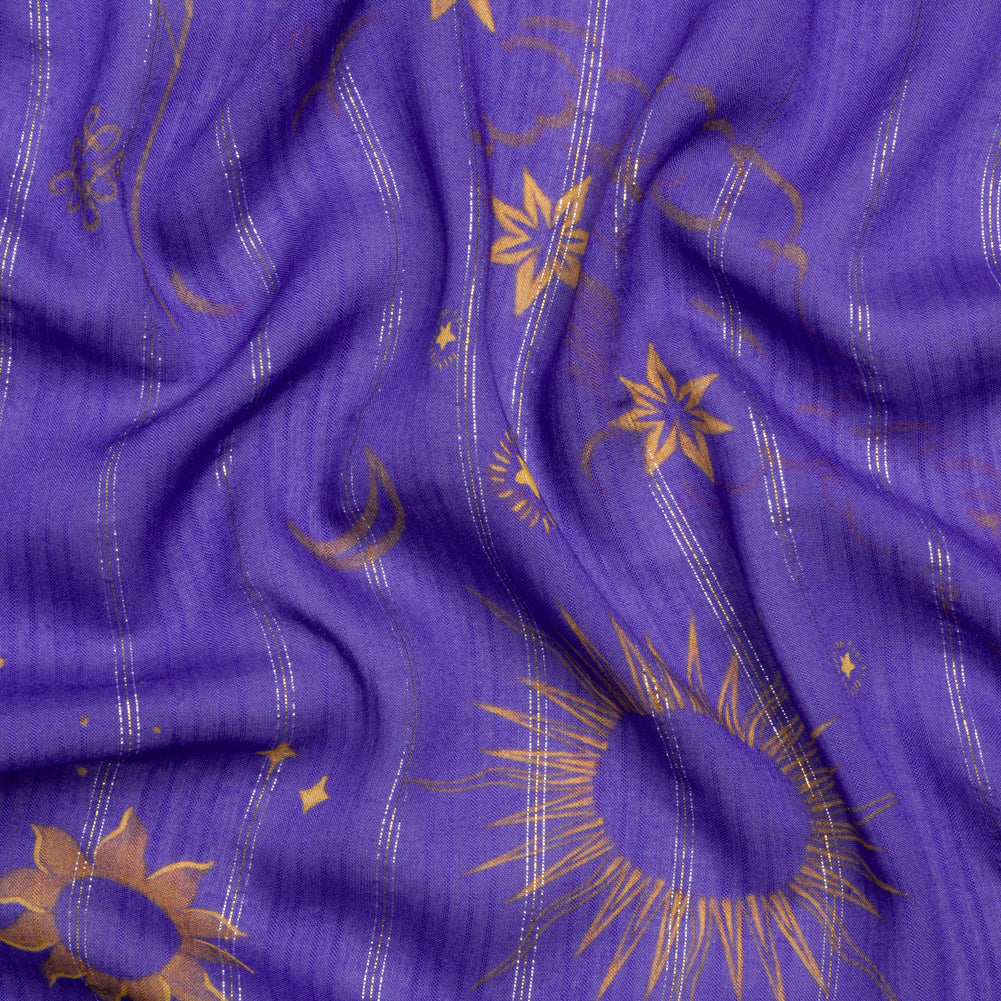 Mood Exclusive Purple Endless Diamond Sky Metallic Pinstriped Viscose Dobby - Joann Fabrics