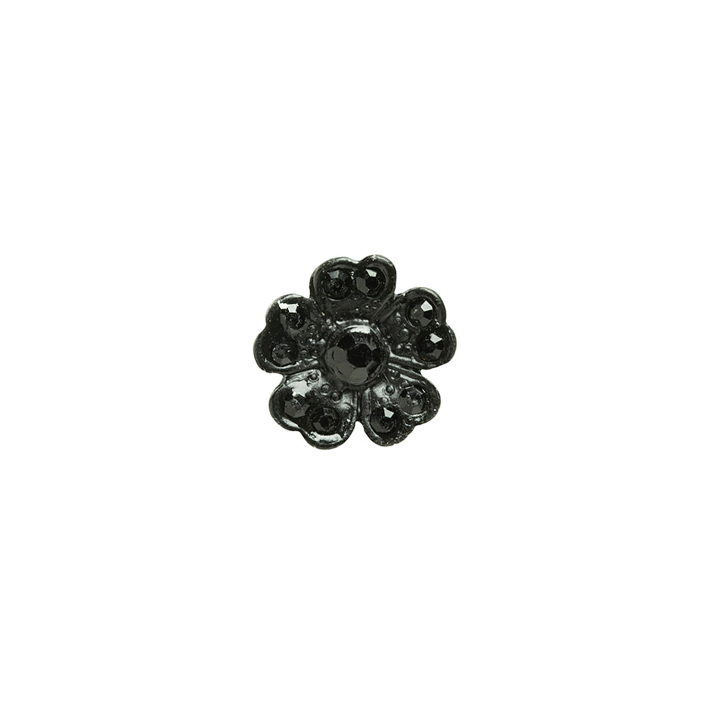 Black on Black Rhinestoned Metal Shank Back Button - 18L/11.5mm - Joann Fabrics