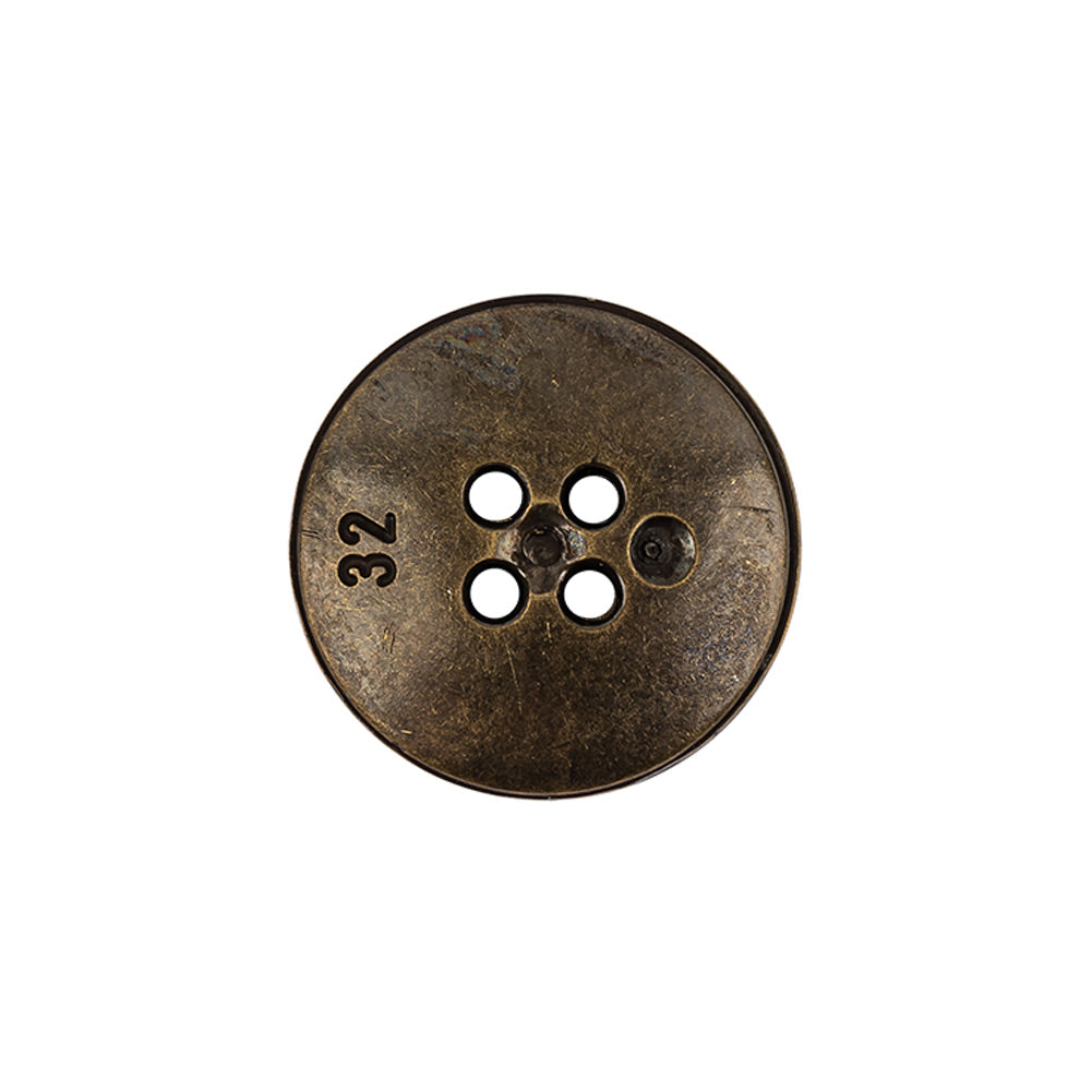 Italian Hint of Gold Bronze Shallow Plate 4-Hole Metal Look Coat Button - 32L/20mm - Joann Fabrics