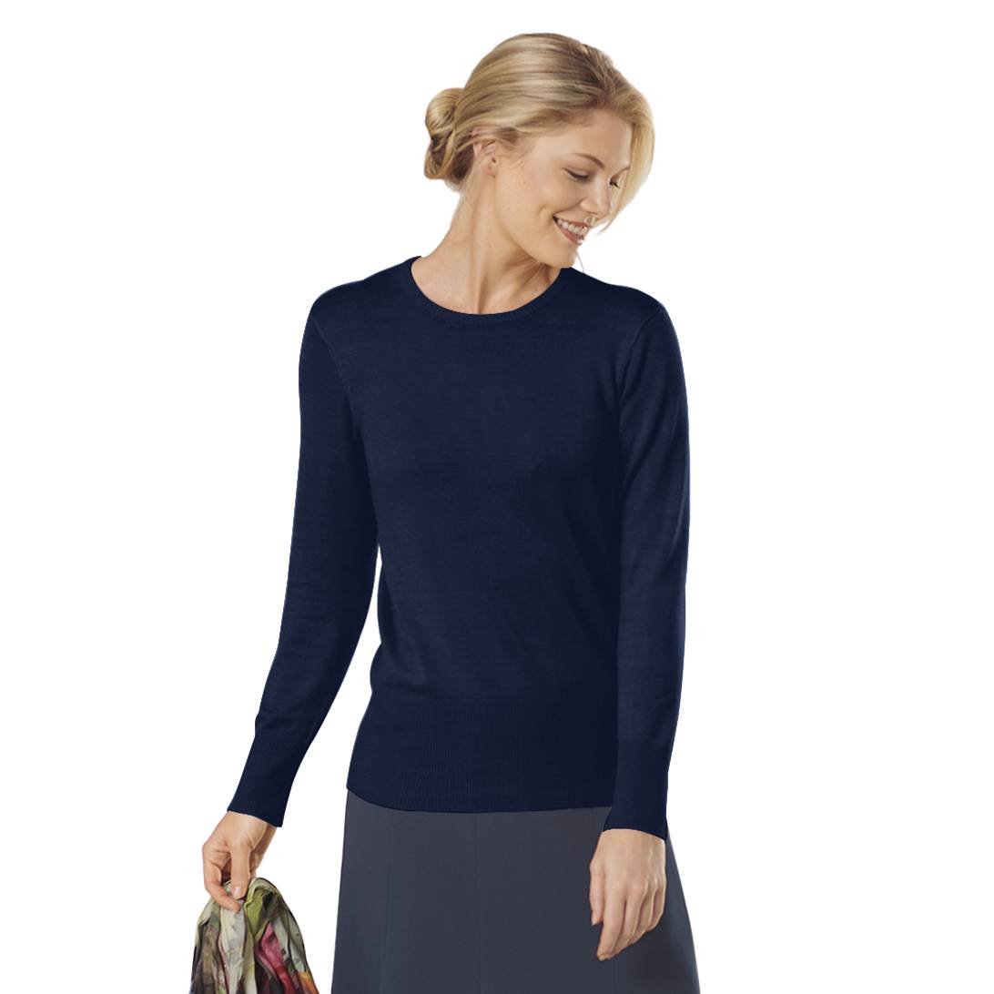 Soft Fine-Gauge Knit Jewel-Neck Sweater, Long Sleeves - Northstyle Catalog