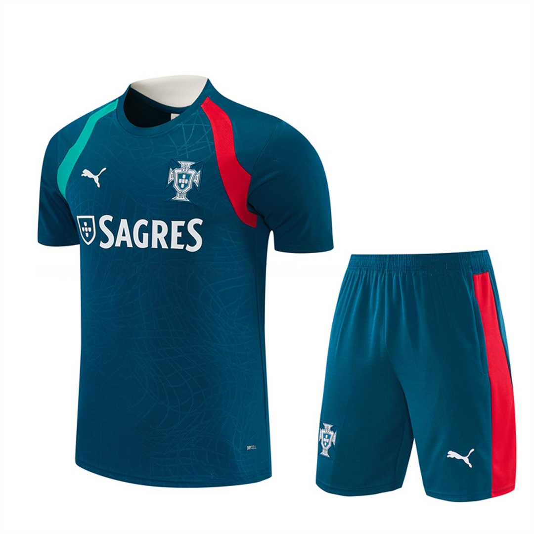 Portugal 2026 Short-Sleeve Training Set - Dark Teal With Red And Light Teal Accents Top & Colors Pants - UnitedFutballJersey
