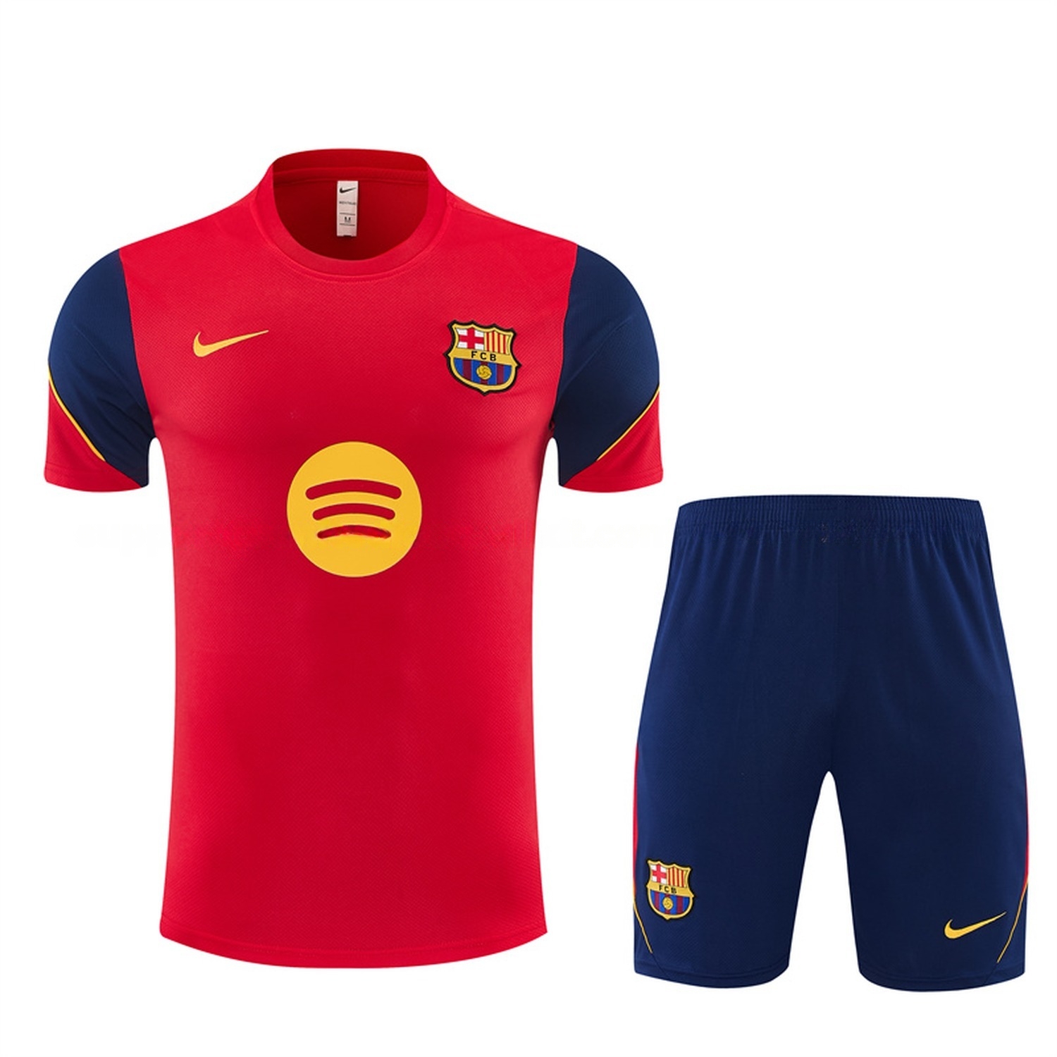 Barcelona 26-27 Short-Sleeve Training Set - Red Top & Deep Blue Shorts - UnitedFutballJersey