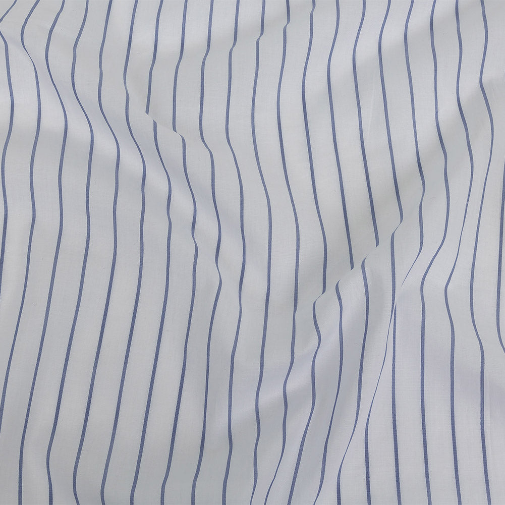 White and Delft Pencil Stripes Cotton Shirting - Joann Fabrics