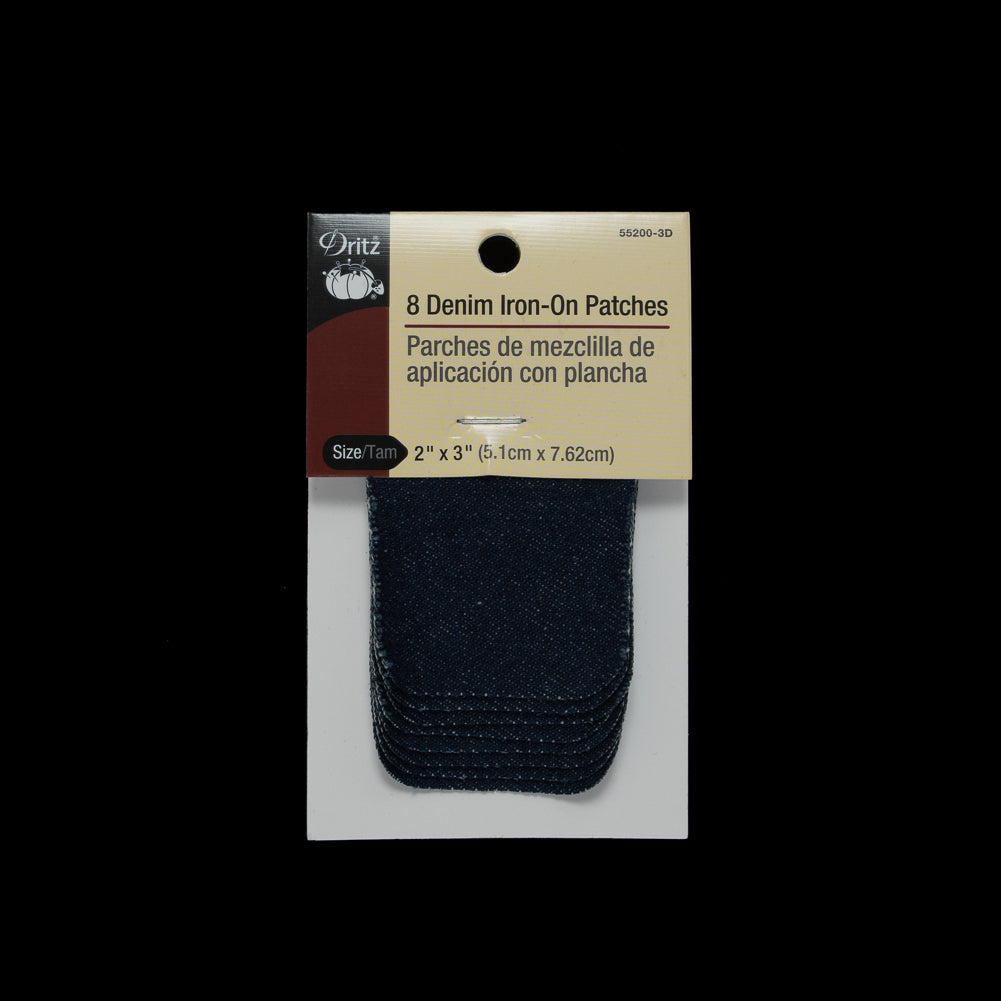 8 Dark Blue Denim Iron-On Patches - 2