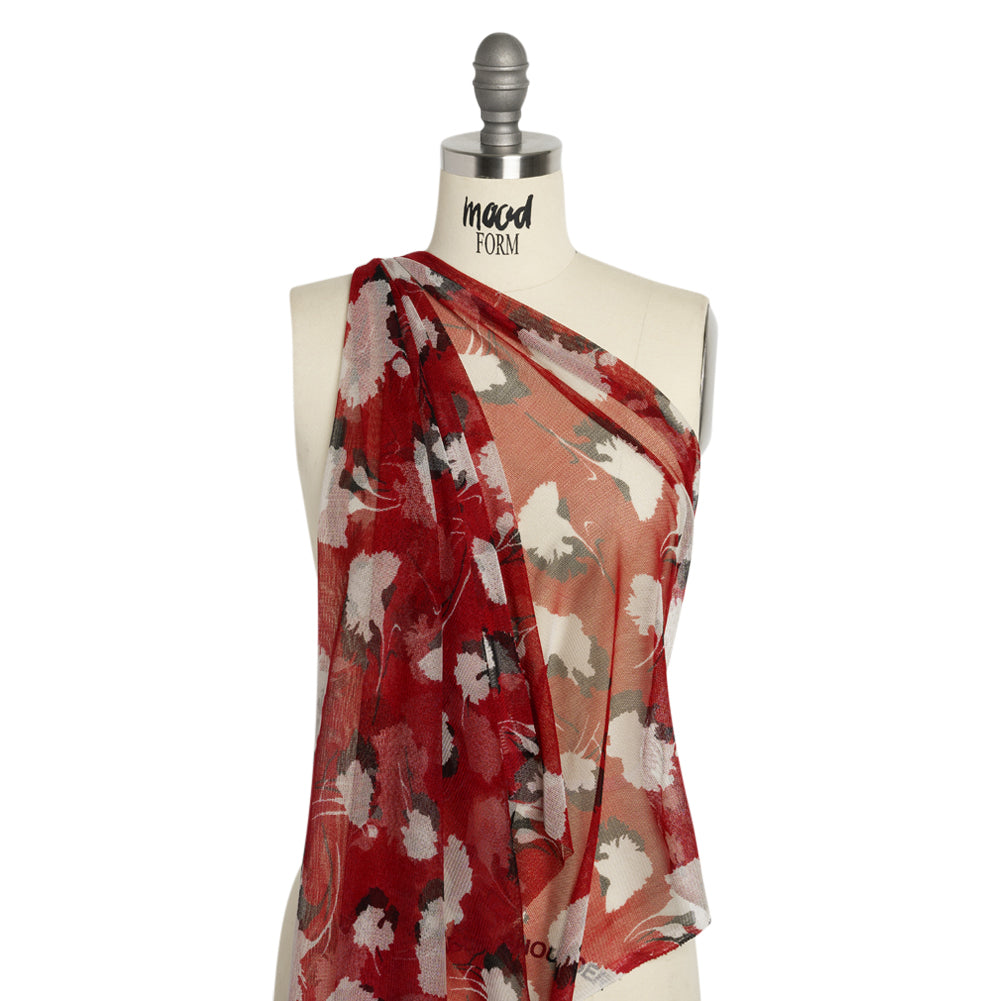 Floral Shadows Silk Tulle - Red, White and Black - Joann Fabrics