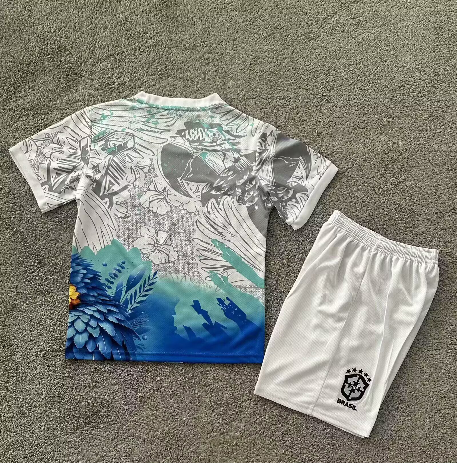 2025/2026 Brazil Special Edition White Blue Bird Football Shirt 1:1 Thai Quality Kids Size