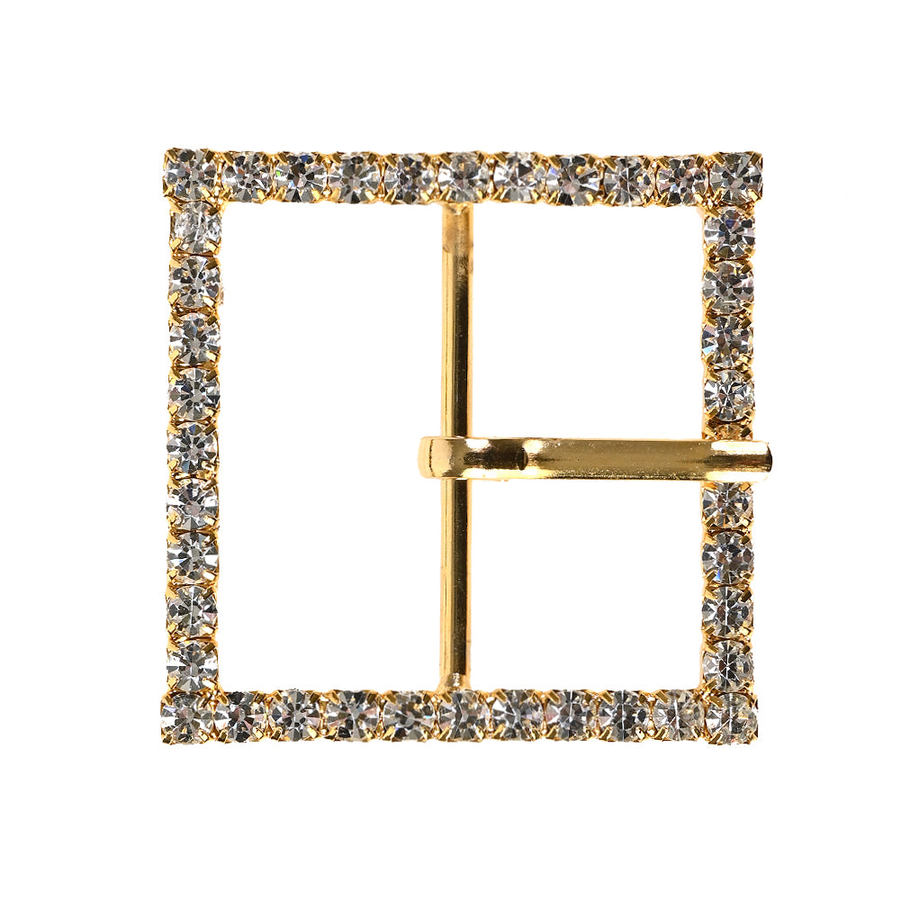 Swarovski Crystal and Gold Square Rhinestone Buckle - 1.75