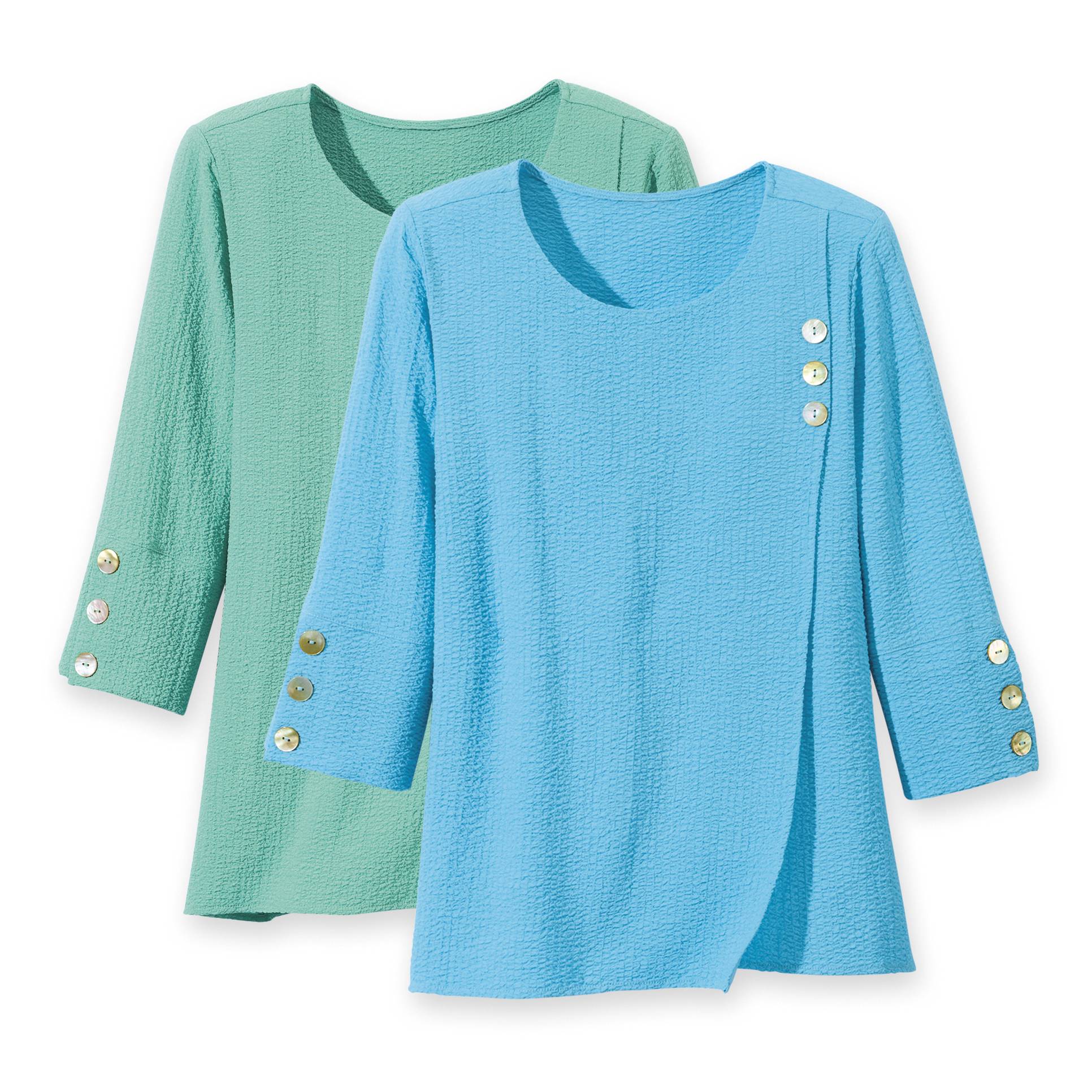 Textured Button-Accent Popover, Layered Front, 3/4 Sleeves - Northstyle Catalog