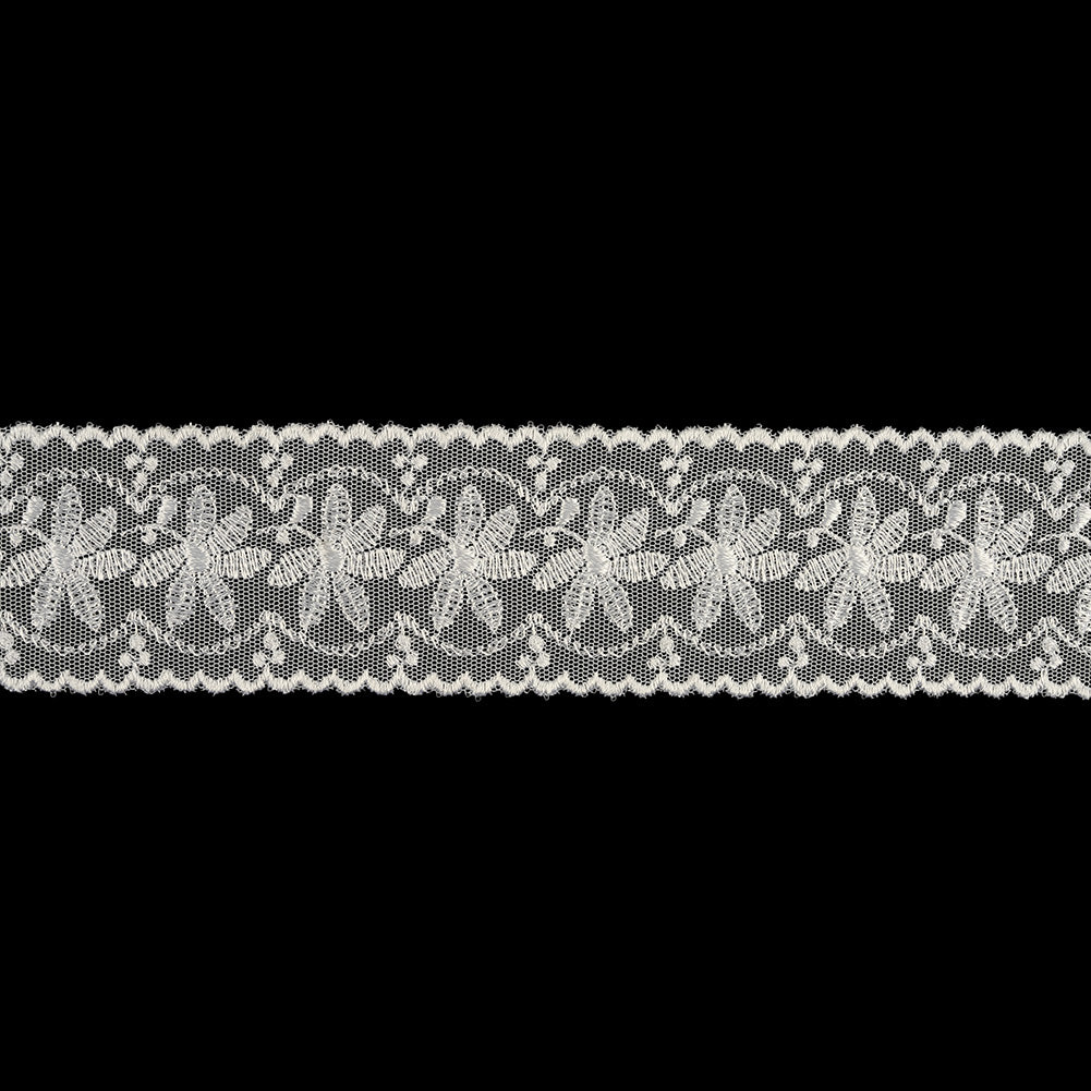 Luminous White Big Flowers Embroidered Lace Trim - 2