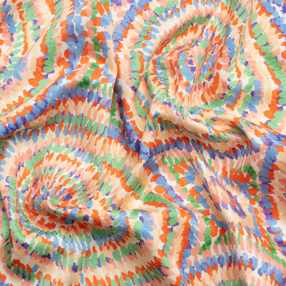 Stretch Cotton Sateen - Orange and Green Circles - Mood Exclusive Tidal Dye Print - Joann Fabrics