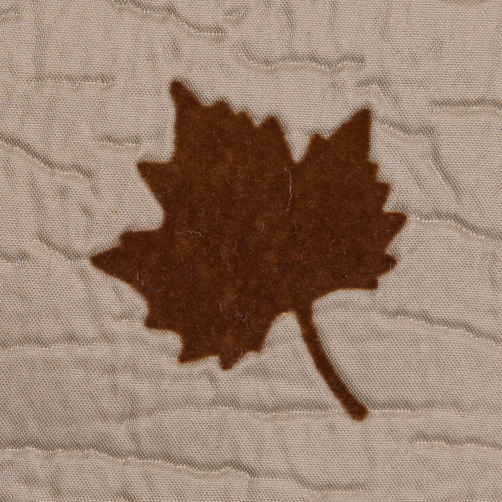 Beige and Gray Fused Double-Cloth Flocked with Brown Leaves - Joann Fabrics