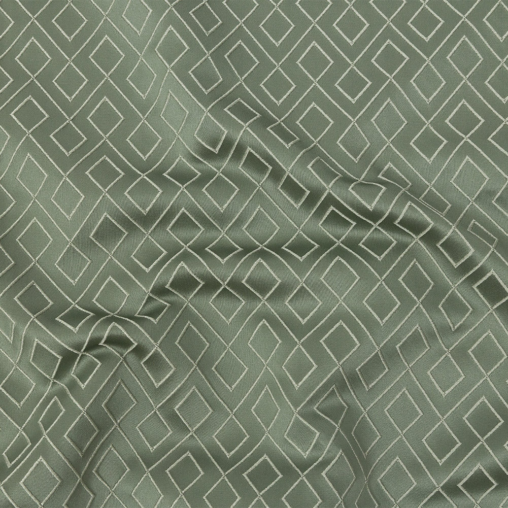 Satin-Faced Jacquard - Sage Diamond Fret - British Imported - Joann Fabrics