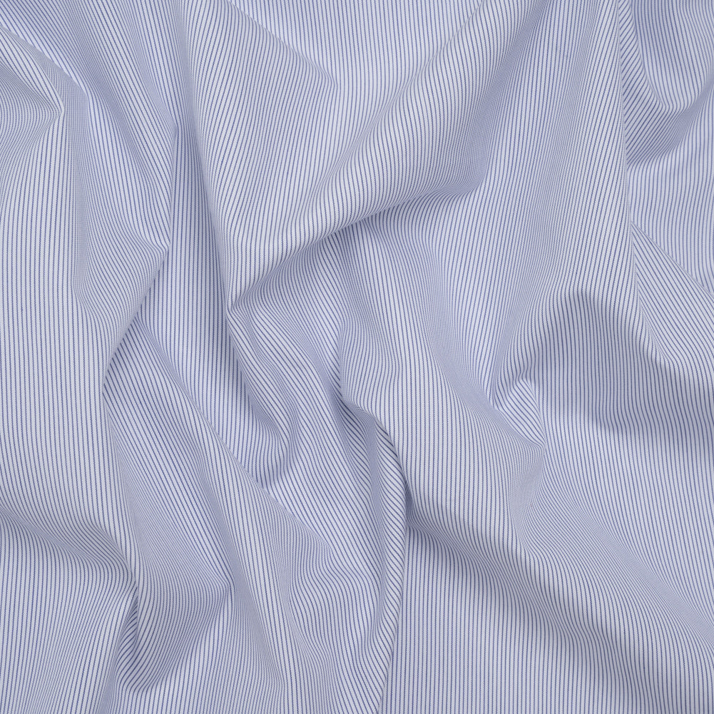 Cotton Shirting - Blue and White Pinstripes - Designer Deadstock - Joann Fabrics