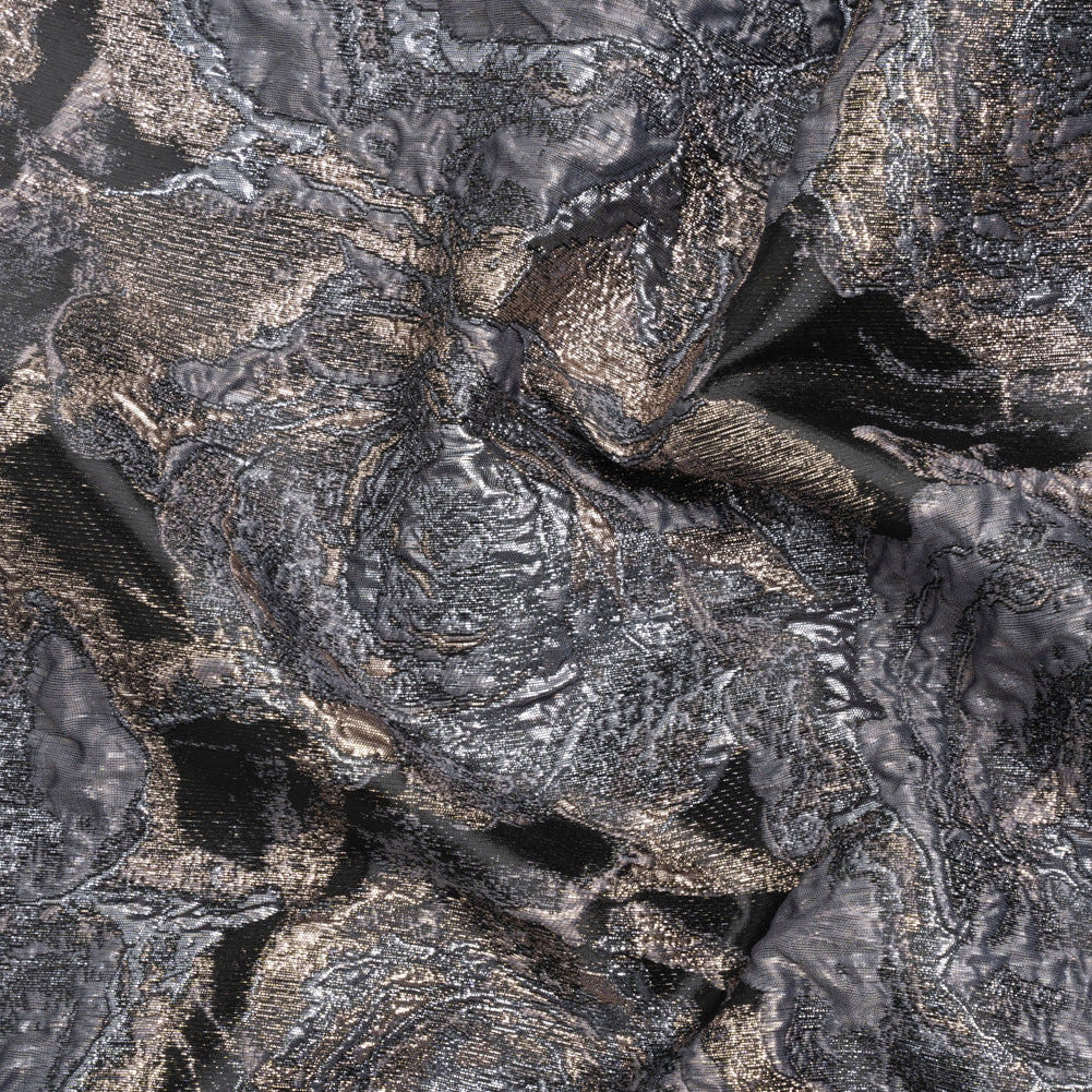 Metallic Gray, Silver and Black Rose Field Luxury Brocade - Joann Fabrics