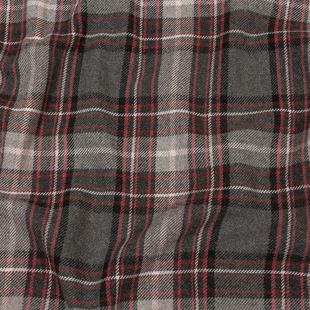 Balenciaga Italian Gray, Biking Red and Violet Ice Plaid Wool Twill - Joann Fabrics