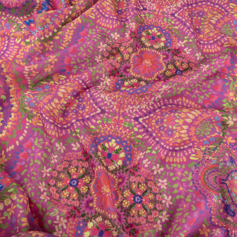 Sustainable Viscose Crepe - Pink Paisley - Amsterdam Market Print - Mood Exclusive Gisele Collection - Joann Fabrics