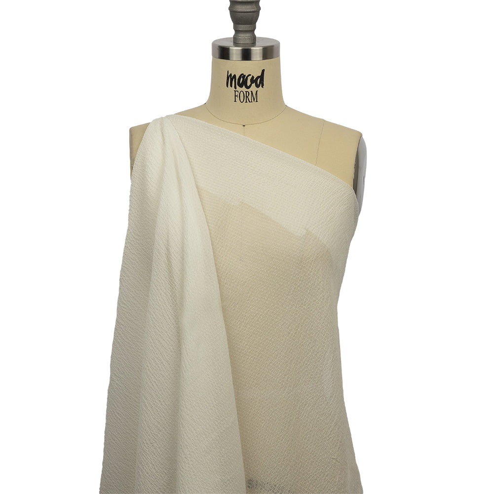Famous Australian Designer Ivory Shirred Silk and Bamboo Chiffon - Joann Fabrics