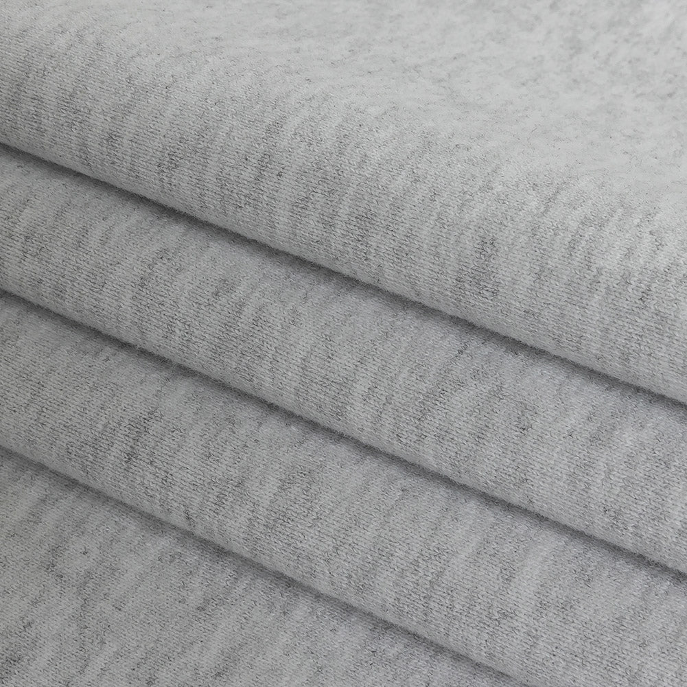 Cotton French Terry Knit - Heathered Light Gray and White - Elida Collection - Joann Fabrics