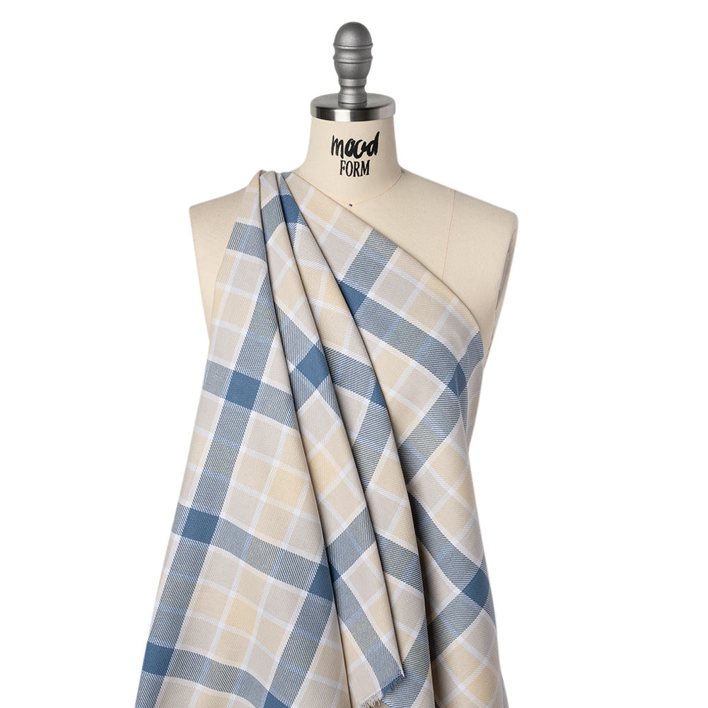 Cotton Twill - Blue and Cream Plaid - Deadstock - Joann Fabrics
