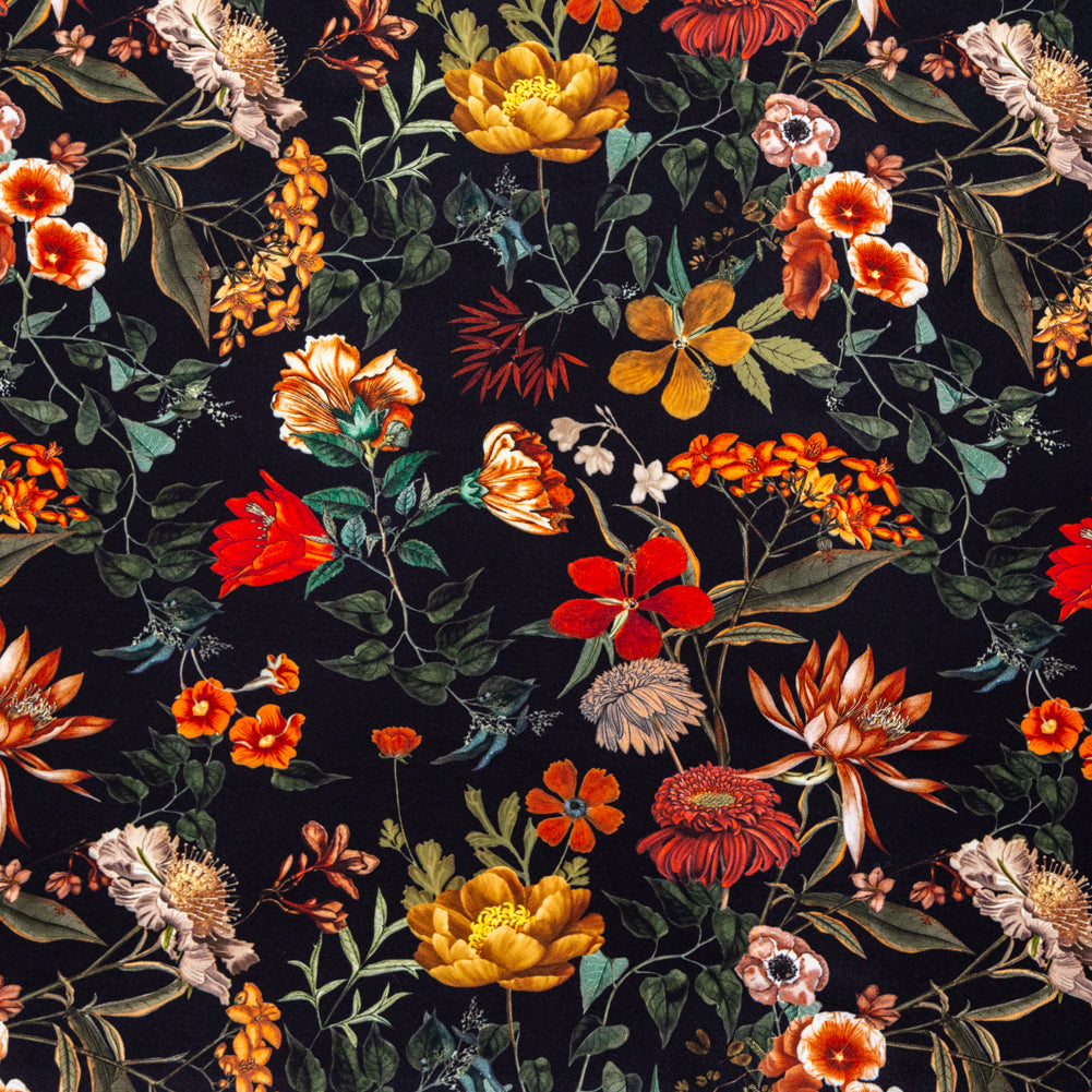 Stretch Polyester Crepe - Black Floral - Garden of Earthly Delights Print - Mood Exclusive Harvest Collection - Joann Fabrics