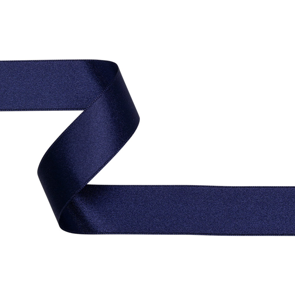 Deep Navy Double Face French Satin Ribbon - 1