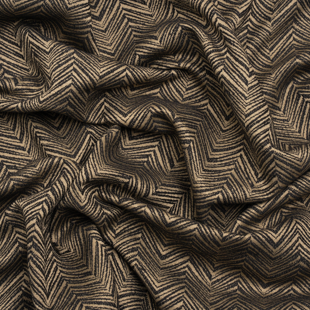 Herringbone Chevrons Recycled Polyester and Cotton Drapery Jacquard - Noir - British Imported - Joann Fabrics