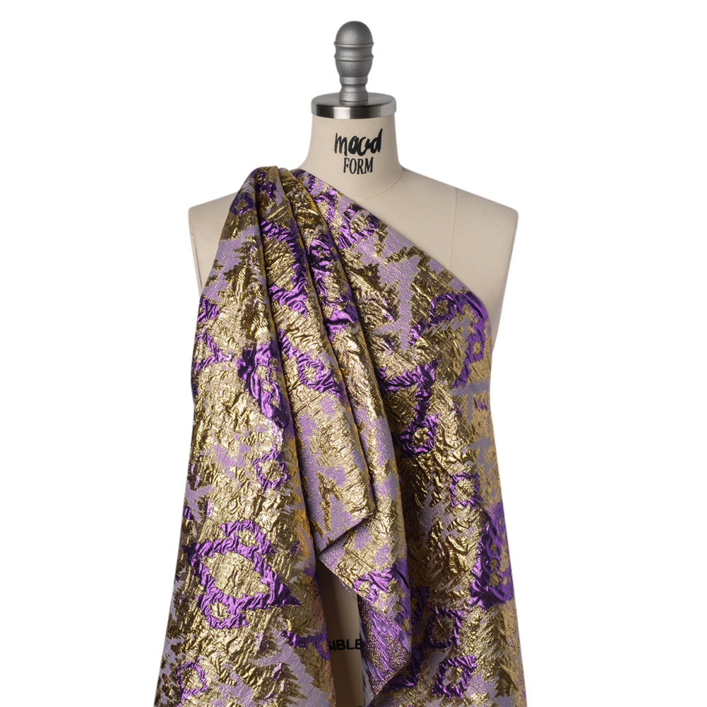 Purple and Gold Luxury Geometric Metallic Brocade - Joann Fabrics