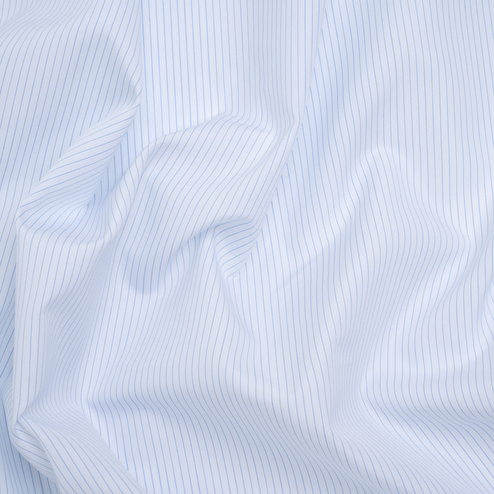 Cotton Shirting - White and Pale Blue Pinstripes - Designer Deadstock - Joann Fabrics