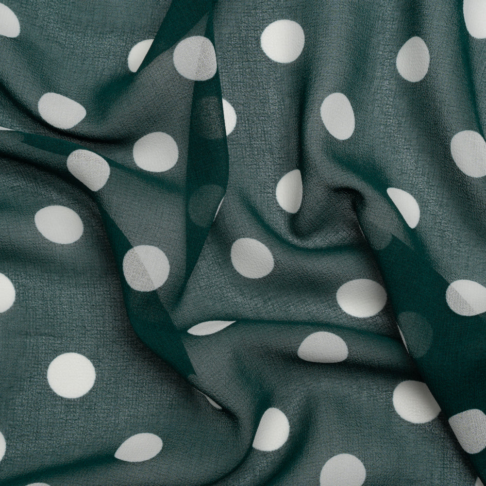 Famous Australian Designer Teal and White Polka Dot Nylon Georgette - Joann Fabrics