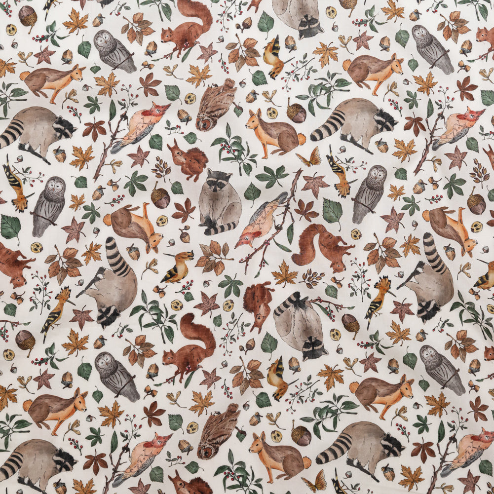 Cotton Voile - White Wildlife and Floral - Hoopoe Hoopla Print - Mood Exclusive Serengeti Collection - Joann Fabrics