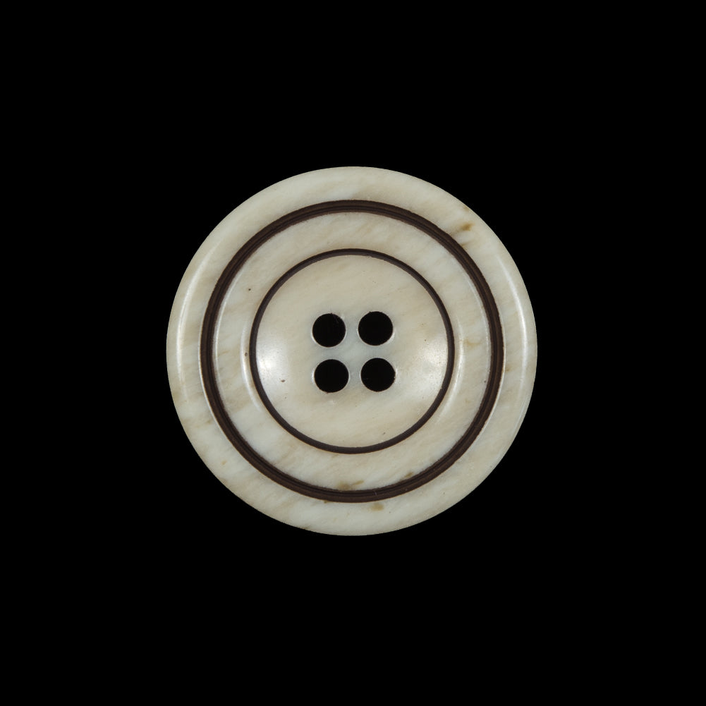 Cream and Brown Plastic 4-Hole Button - 36L/23mm - Joann Fabrics