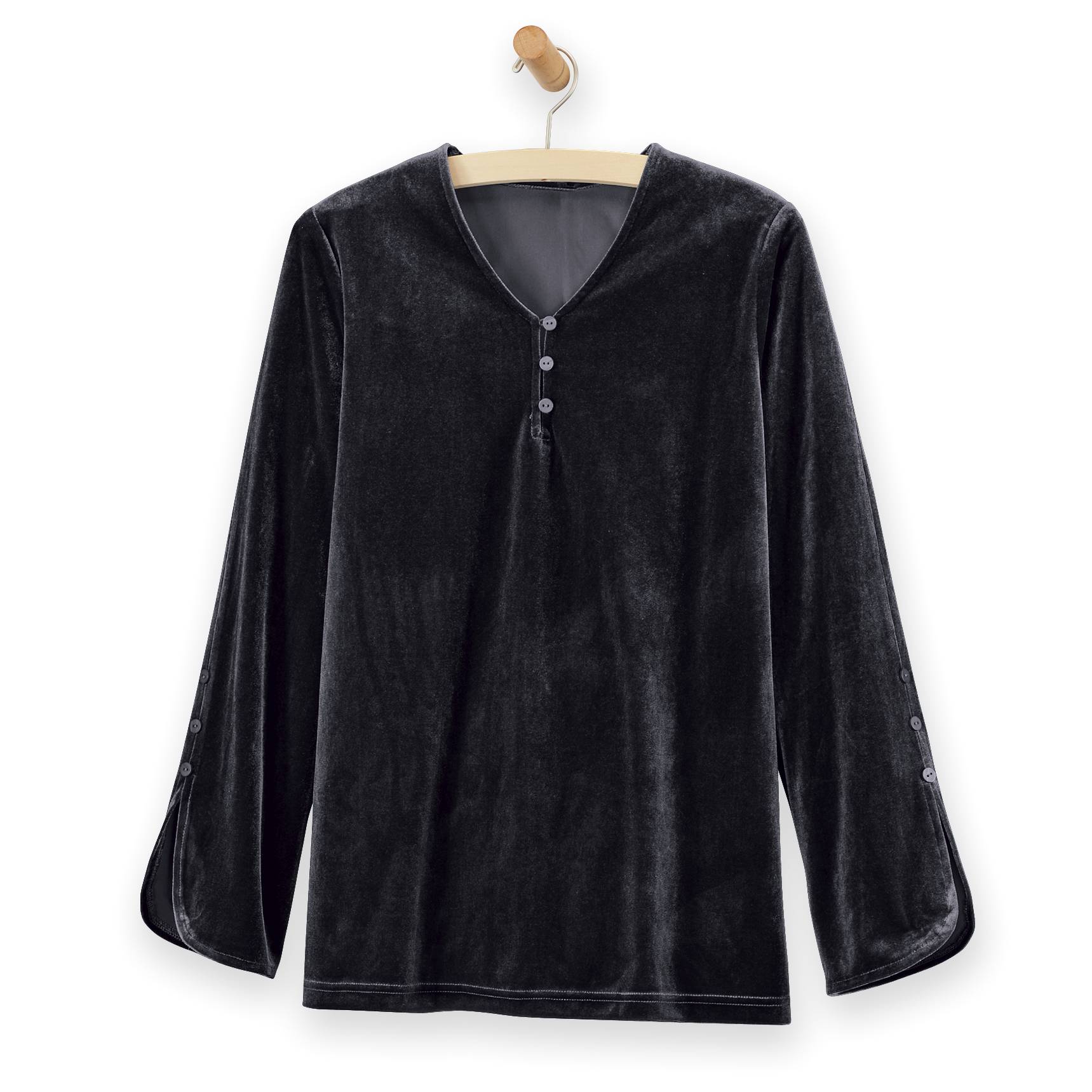 Knit Velvet Button Top - Northstyle Catalog
