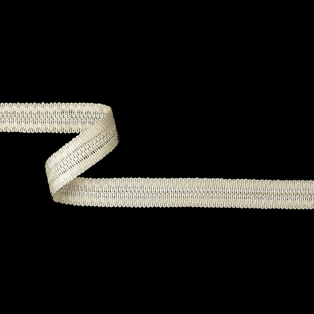 Luminous White Asparagus Zig Zags Braided Foldover Trim - 0.75