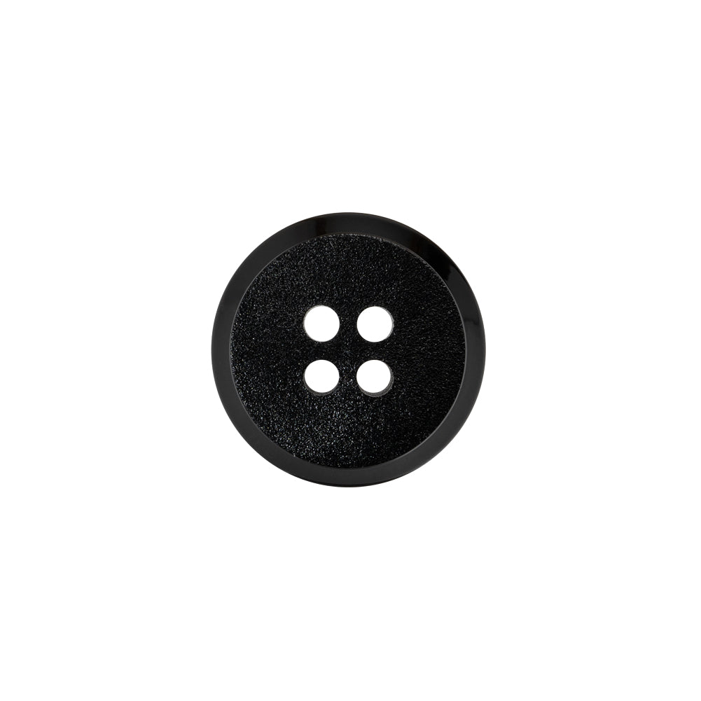Plastic 4-Hole Button - 24L/15mm - Black Matte Face with Beveled Rim - Joann Fabrics