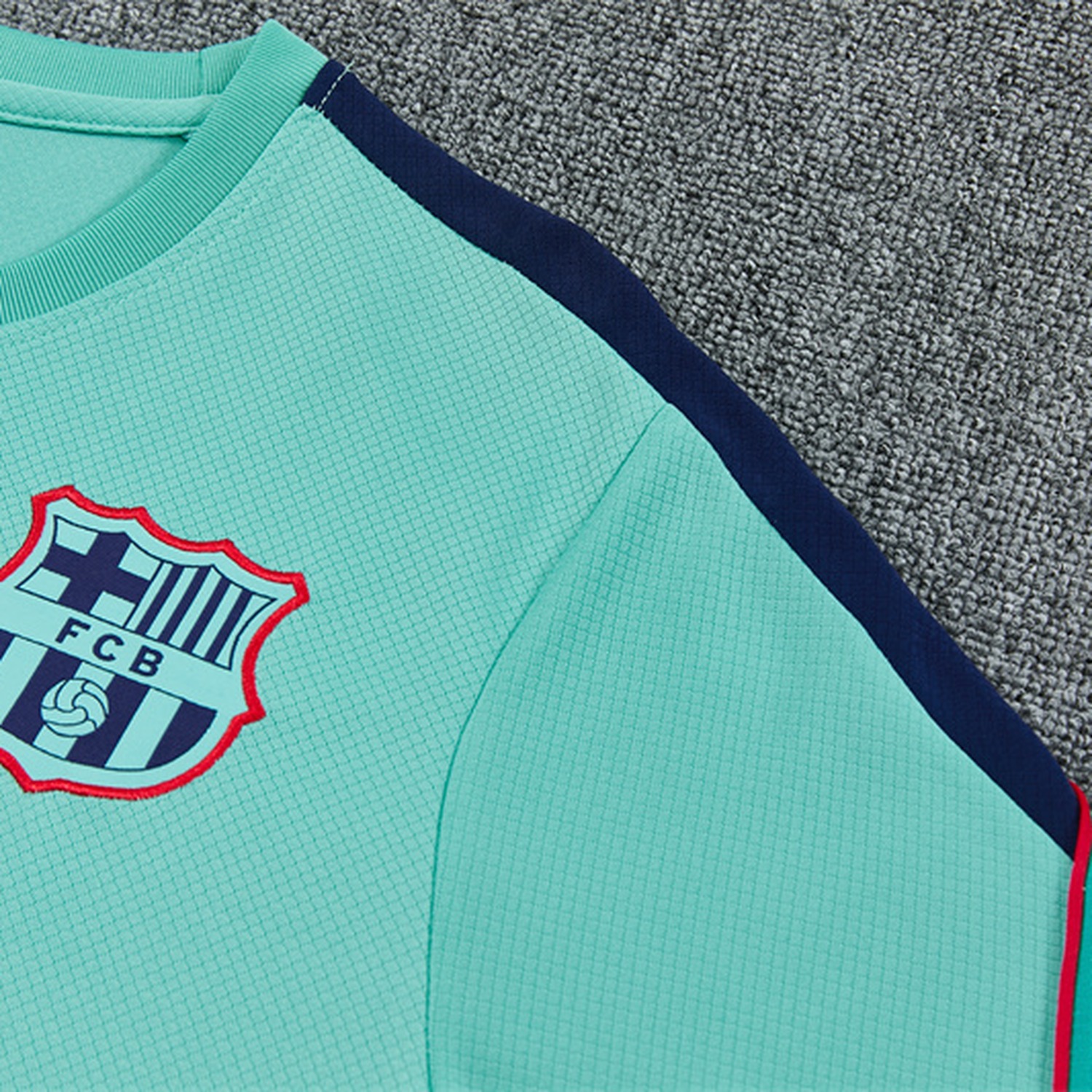 Barcelona 26-27 Short-Sleeve Training Set - Mint Green Top & Deep Blue Shorts - UnitedFutballJersey