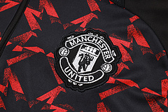 2024/2025 Manchester United Half-Pull Training Suit Black Red Football Shirt 1:1 Thai Quality Set