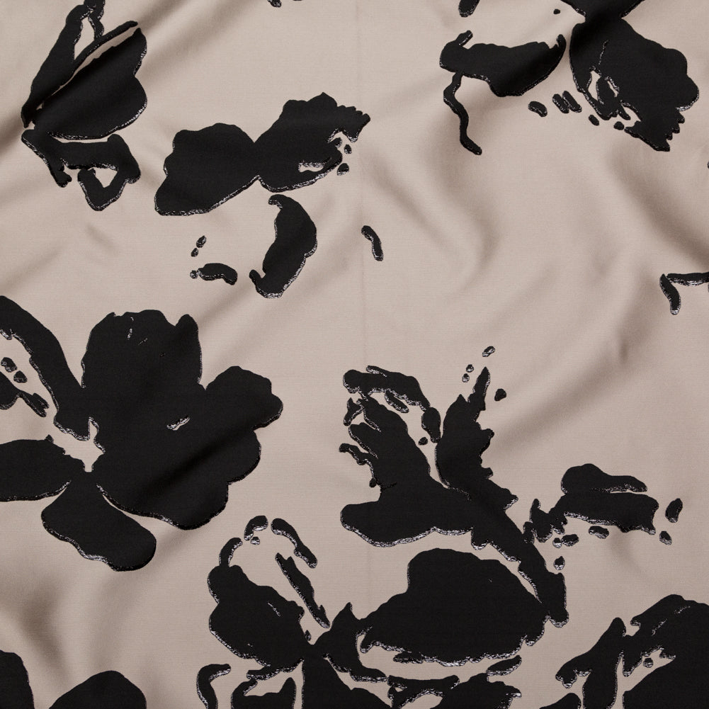 Metallic Abstract Jacquard Lame - Black and Mushroom - Joann Fabrics