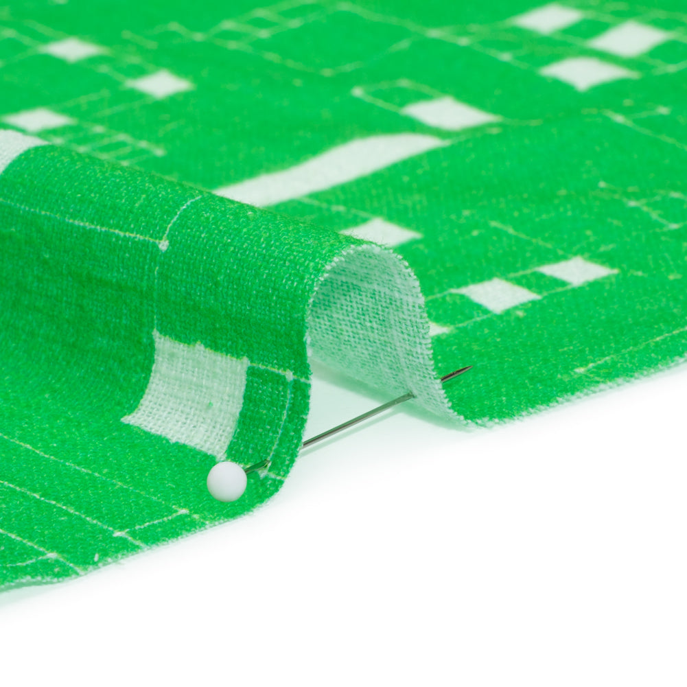 Slubbed Gauzy Cotton Woven Print - Kelly Green Geometric Squares - Mood Exclusive Blocked In - Joann Fabrics