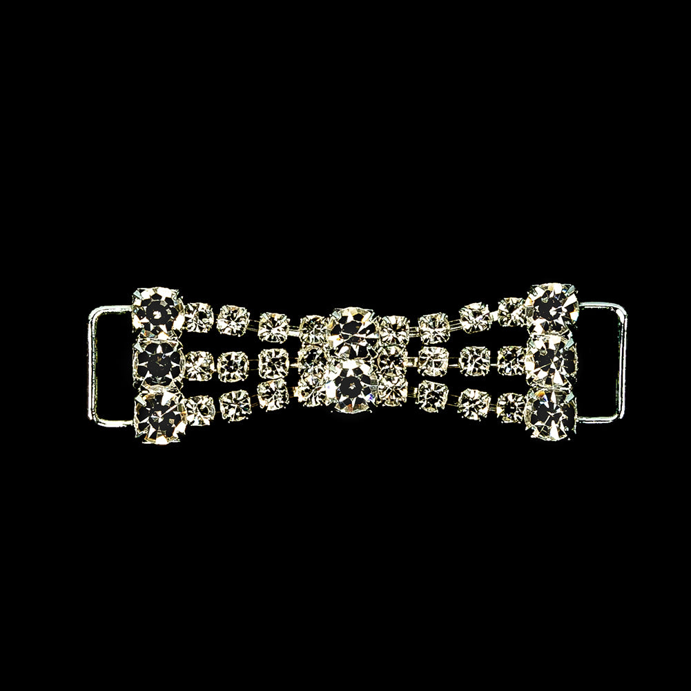 Vintage Czech Crystal Rhinestones and Silver Metal Dress Trim Ornament - 0.75