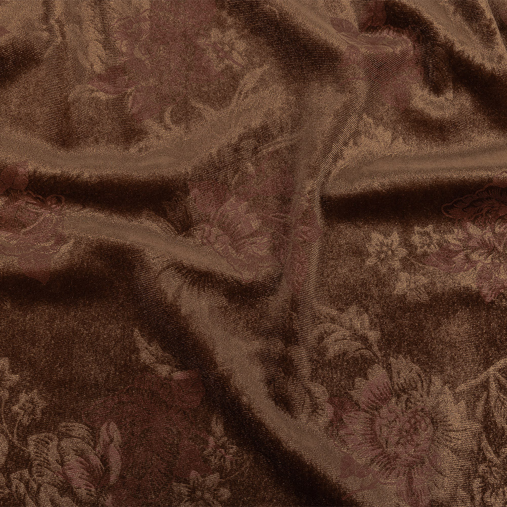 Floral Embossed Velour - Taupe and Metallic Rose Gold - Joann Fabrics