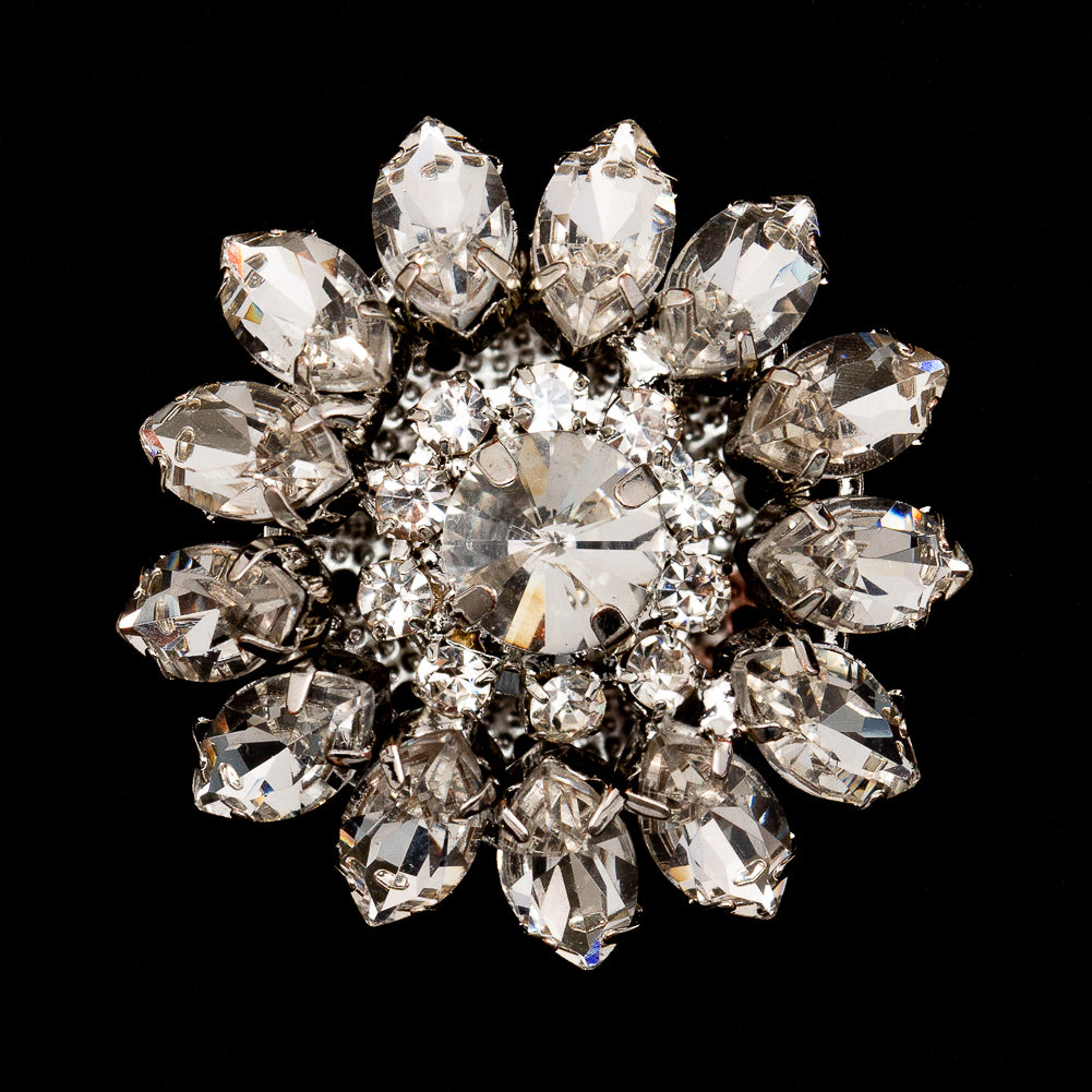 Italian Crystal and Silver Floral Rhinestone Button - 50L/32mm - Joann Fabrics