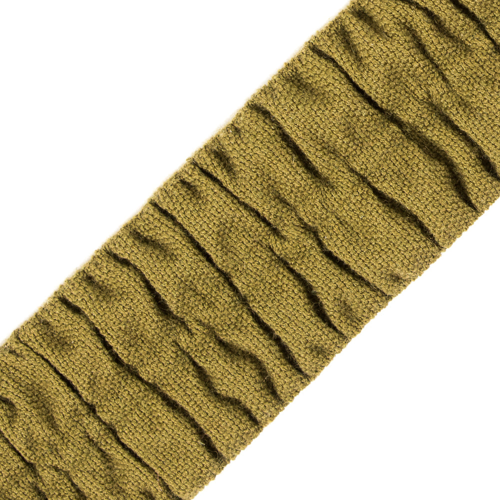 Italian Moss Green Ruched Stretch Wool Trimming - 1.5