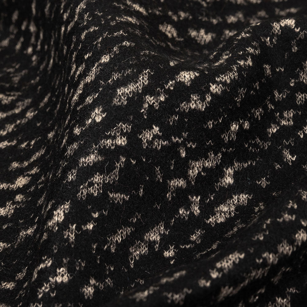 Black and Beige Speckled Diagonal Stripes Fulled Wool Knit - Joann Fabrics